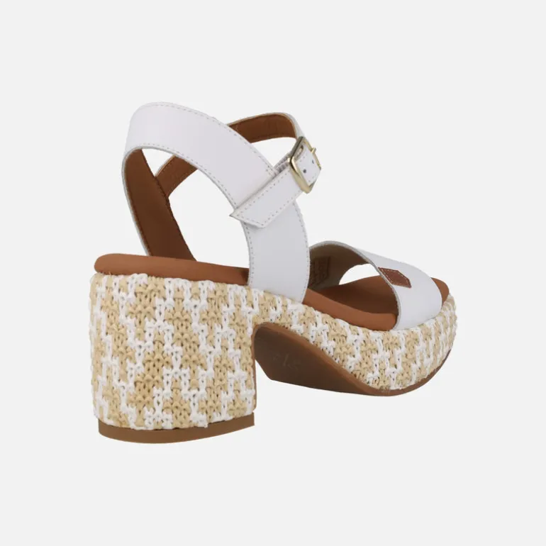 Sandalias de piel con tacón y plataforma de rafia Beliche Bombay