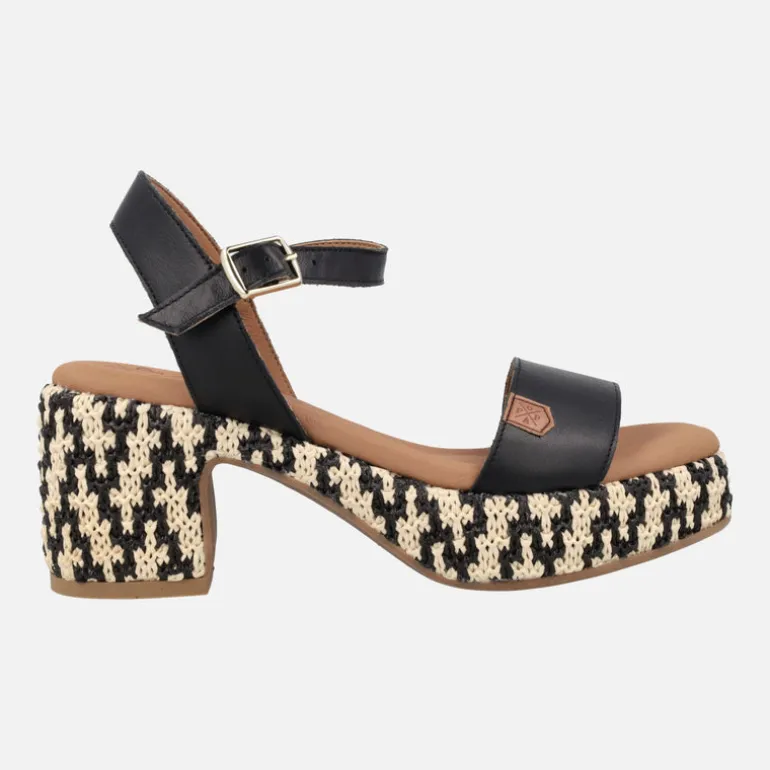 Sandalias de piel con tacón y plataforma de rafia Beliche Bombay