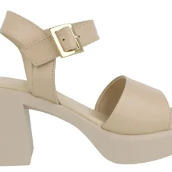 Sandalias de piel con tacón ancho y plataforma