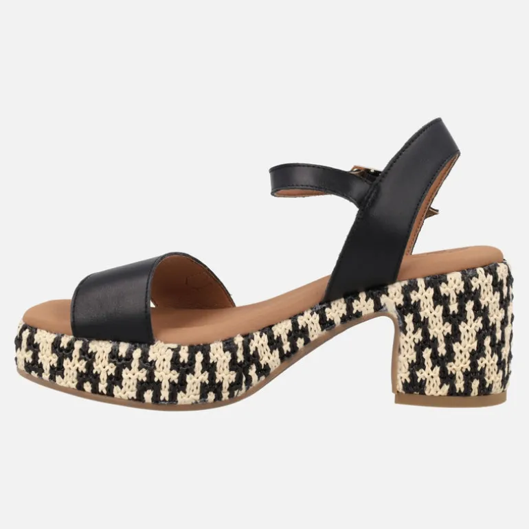 Sandalias de piel con tacón y plataforma de rafia Beliche Bombay