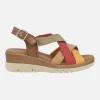 Sandalias de piel con tiras multicolor y cierre de hebilla