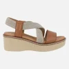 Sandalias de piel con tiras elásticas y cuña