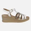 Sandalias de piel con tiras combinadas y plataforma
