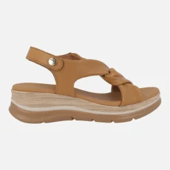 Sandalias de piel con tiras entrelazadas y cierre de velcro