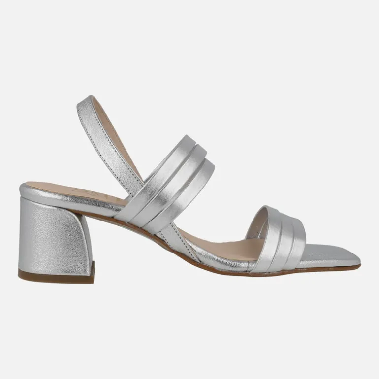 SANDALIAS DE PIEL CON TIRAS Y TACÓN ancho