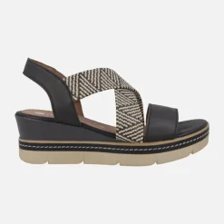 Sandalias de piel con tiras cruzadas en acabado rafia