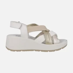 Sandalias de piel con tiras combinadas y cierre de velcro