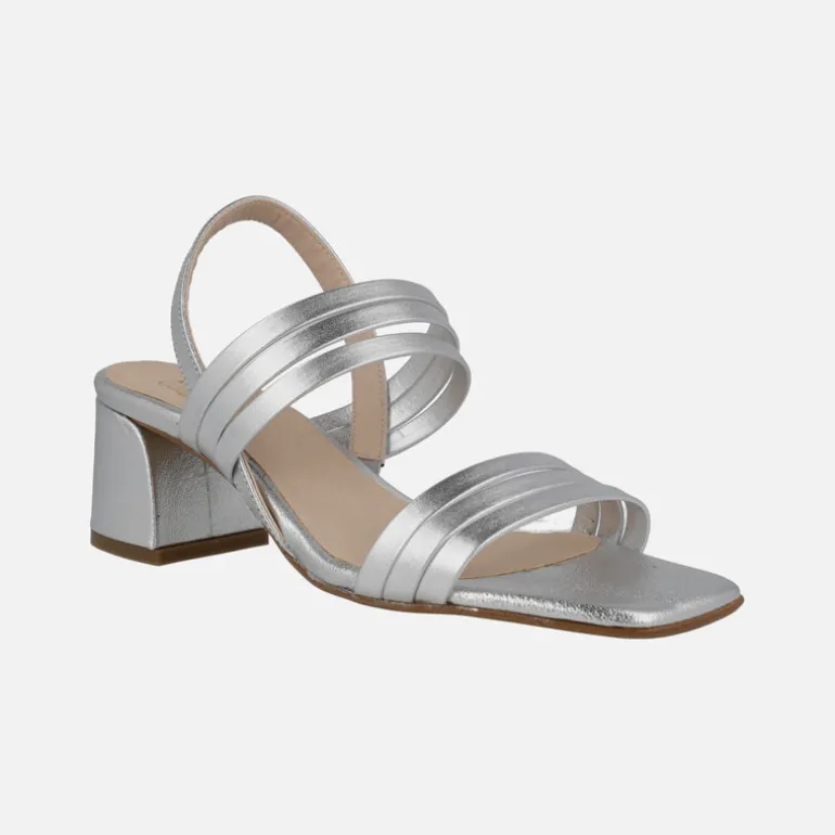 SANDALIAS DE PIEL CON TIRAS Y TACÓN ancho