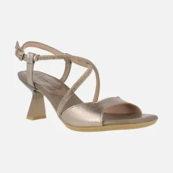 Sandalias de piel con tiras cruzadas de strass