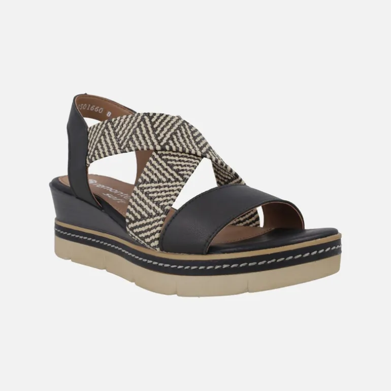 Sandalias de piel con tiras cruzadas en acabado rafia