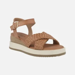 Sandalias de piel con tiras trenzadas y pulsera al tobillo