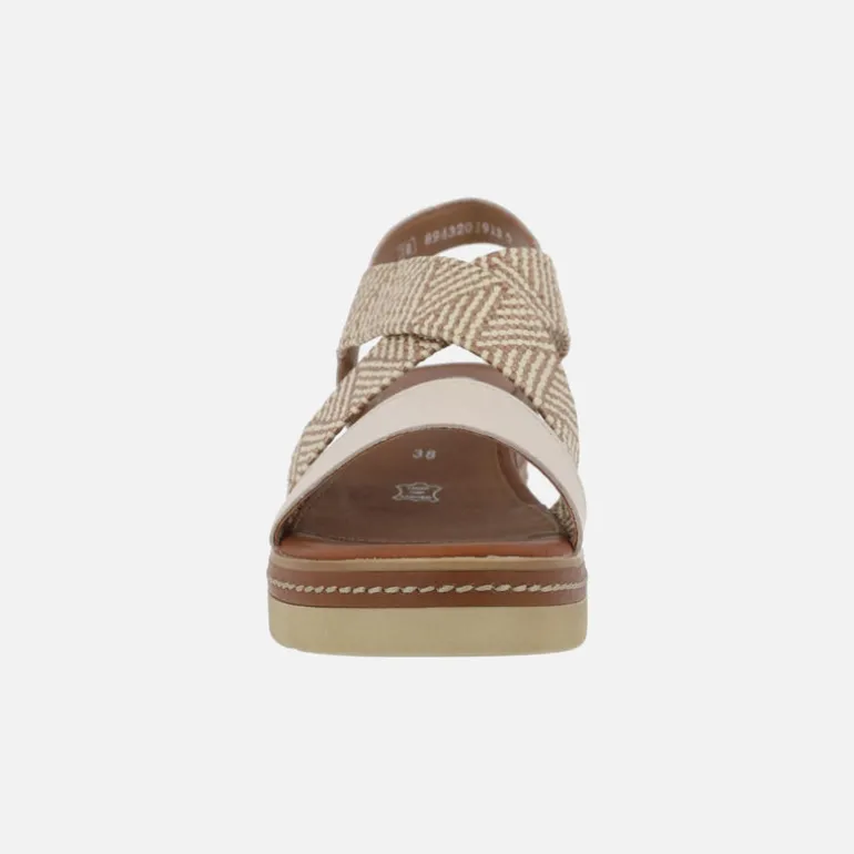 Sandalias de piel con tiras cruzadas en acabado rafia