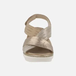 Sandalias de piel con tiras cruzadas y cierre de velcro