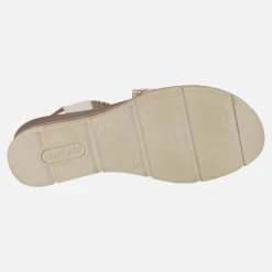 Sandalias de piel con tiras cruzadas en acabado rafia