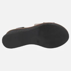 Sandalias de piel con tiras elásticas y cuña