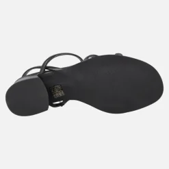 Sandalias de piel con tiras y tacón ancho
