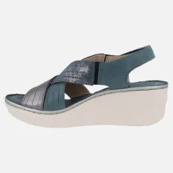 Sandalias de piel con tiras cruzadas y cierre de velcro