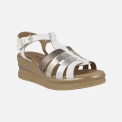 Sandalias de piel con tiras combinadas y plataforma