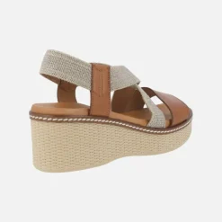 Sandalias de piel con tiras elásticas y cuña