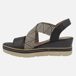 Sandalias de piel con tiras cruzadas en acabado rafia