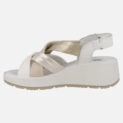 Sandalias de piel con tiras combinadas y cierre de velcro