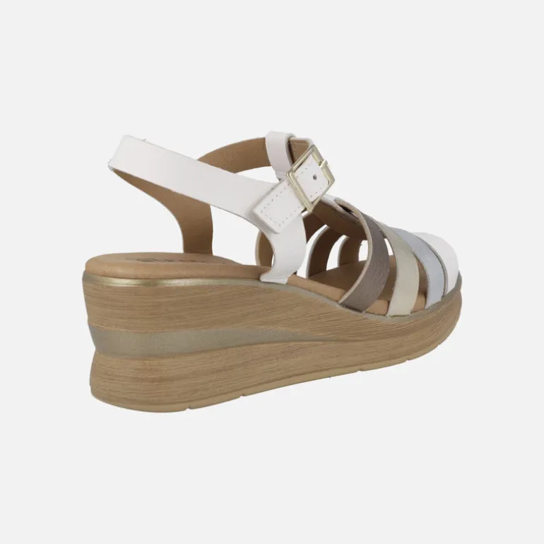 Sandalias de piel con tiras combinadas y plataforma