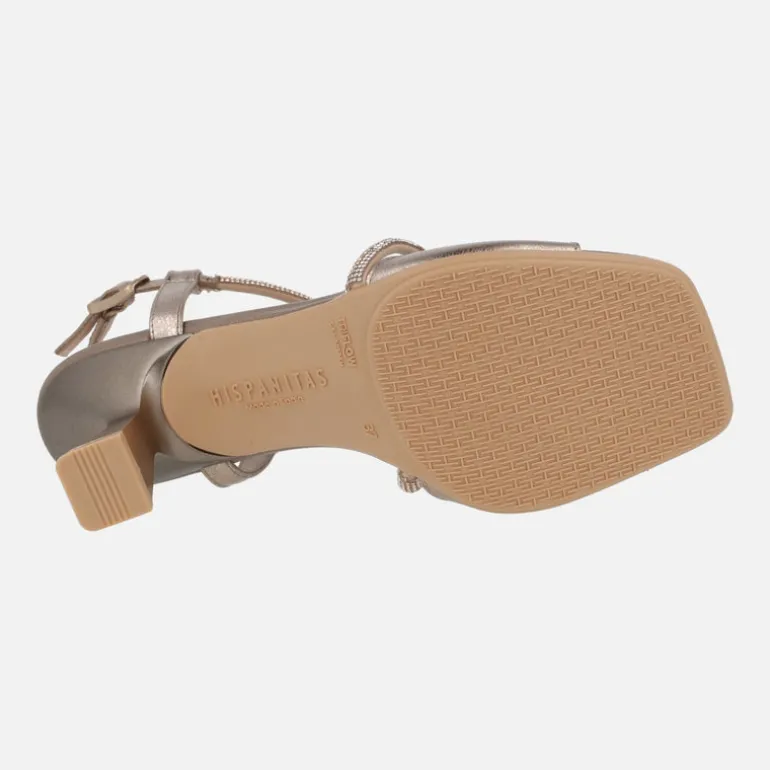 Sandalias de piel con tiras cruzadas de strass