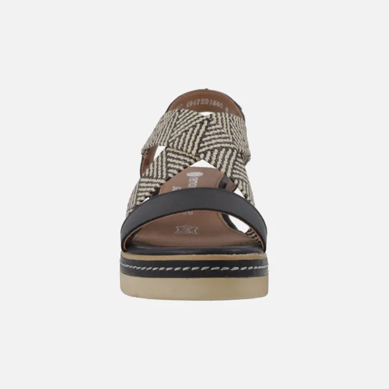 Sandalias de piel con tiras cruzadas en acabado rafia