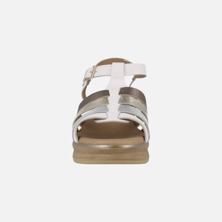 Sandalias de piel con tiras combinadas y plataforma
