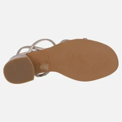 Sandalias de piel con tiras y tacón ancho