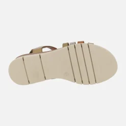 Sandalias de piel con tiras combinadas y cierre de velcro