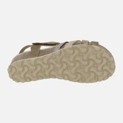Sandalias de piel con tiras combinadas y cierre de velcro