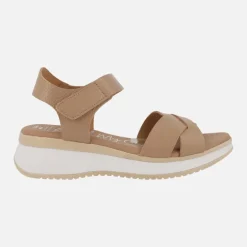 Sandalias de piel con tiras cruzadas y pulsera de velcro al tobillo