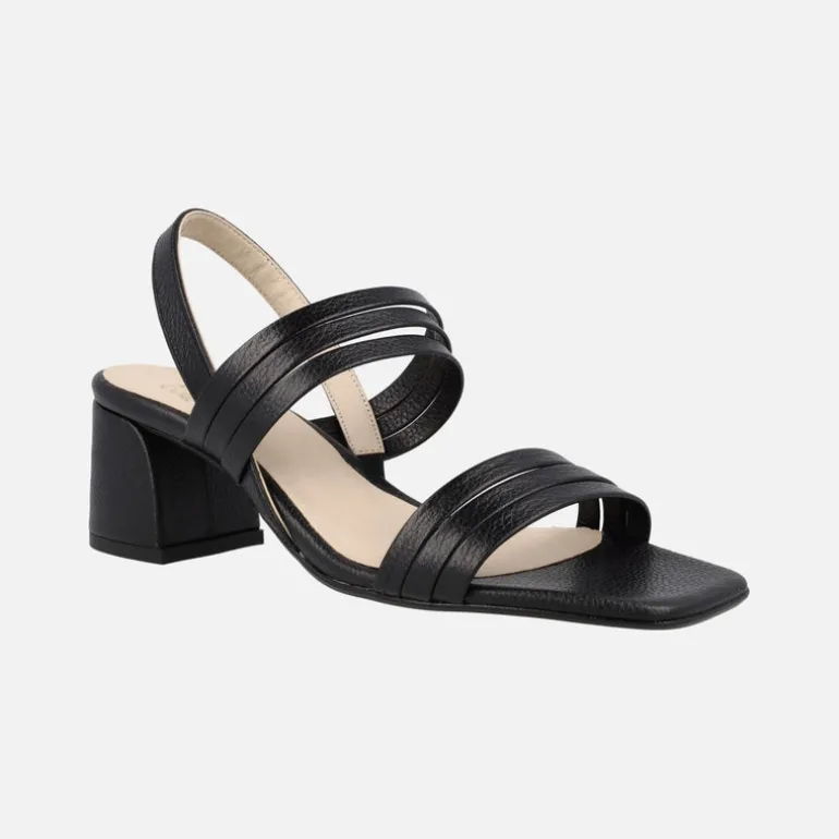 SANDALIAS DE PIEL CON TIRAS Y TACÓN ancho