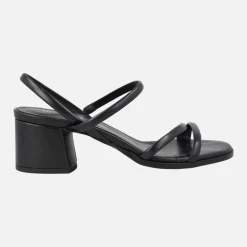 Sandalias de piel con tiras y tacón ancho