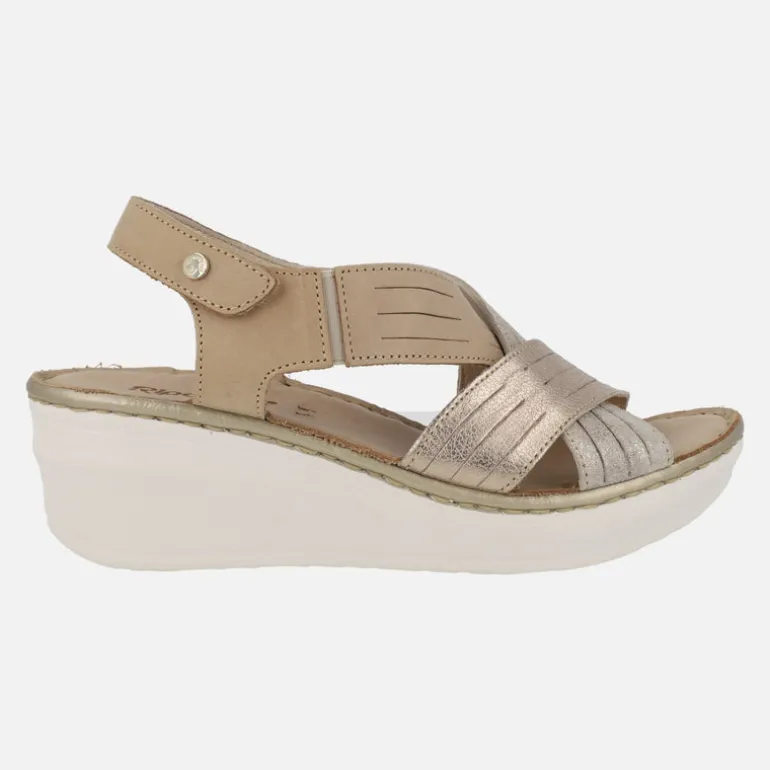 Sandalias de piel con tiras cruzadas y cierre de velcro