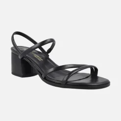 Sandalias de piel con tiras y tacón ancho