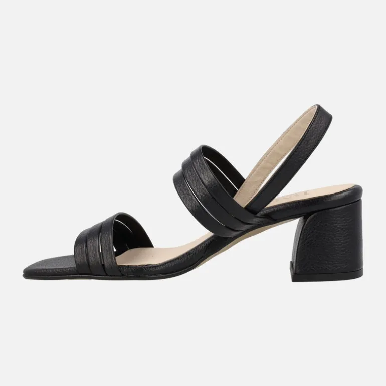 SANDALIAS DE PIEL CON TIRAS Y TACÓN ancho