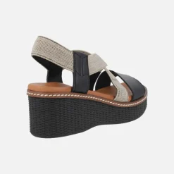 Sandalias de piel con tiras elásticas y cuña