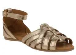 Sandalias de piel de tiras con pulsera al tobillo