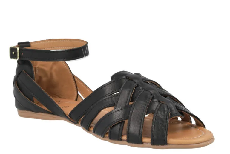 Sandalias de piel de tiras con pulsera al tobillo