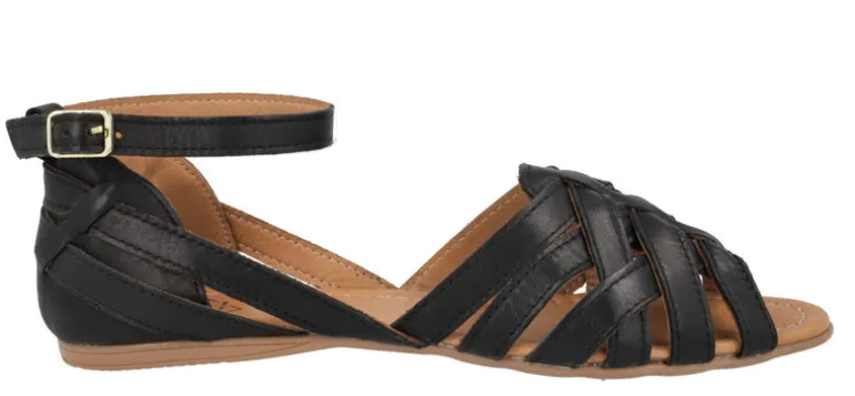 Sandalias de piel de tiras con pulsera al tobillo