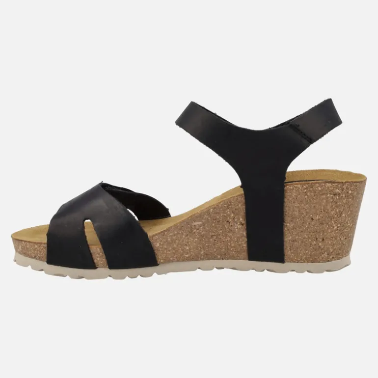 Sandalias de piel en color negro con cierre de velcros