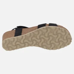 Sandalias de piel en color negro con cierre de velcros