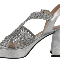 Sandalias de piel en colores metalizados con pala trenzada