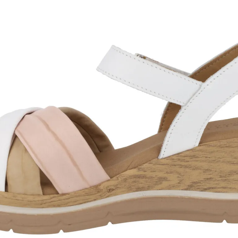 Sandalias de piel en combinado de color con cierre de velcro