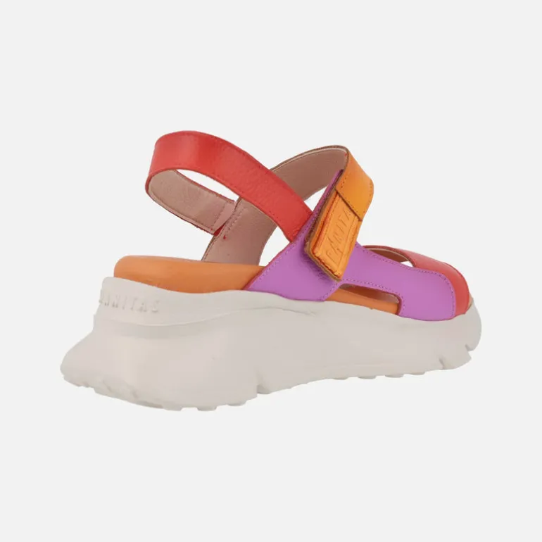 Sandalias de piel en combinado multicolor con piso volúmen