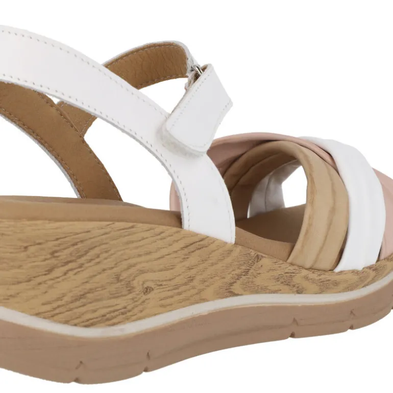 Sandalias de piel en combinado de color con cierre de velcro