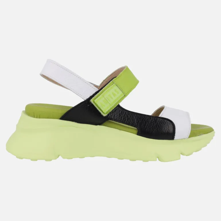 Sandalias de piel en combinado multicolor con piso volúmen