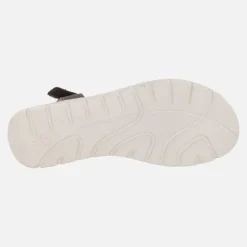Sandalias de piel en combinado blanco y marrón con detalles troquelados
